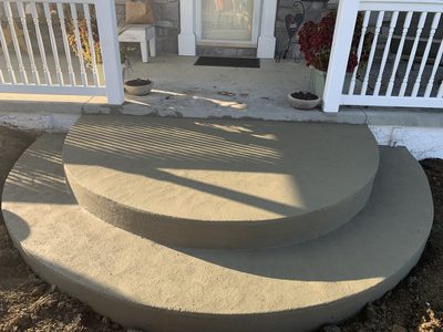 Broom-Finish Curved Entry Steps